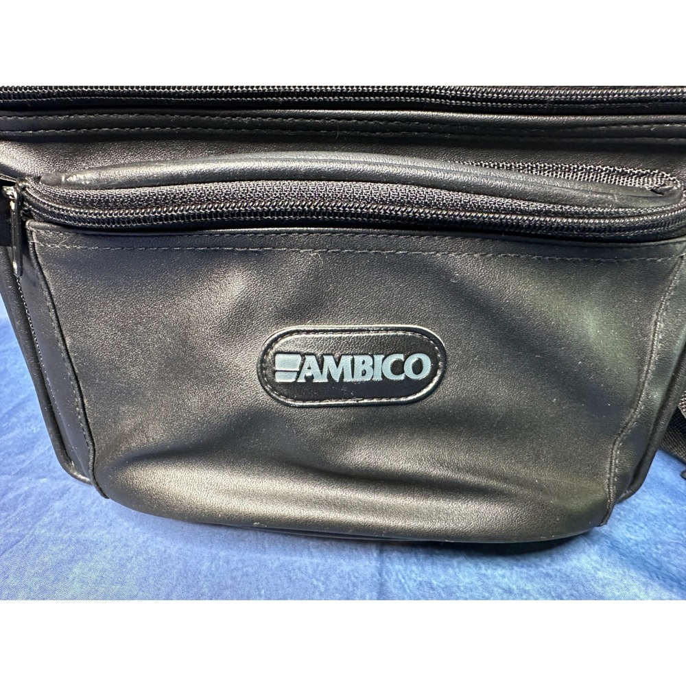 AMBICO Black Leather Shoulder Carry Case Camera Video Adjustable Pro Bag VTG - Picture 2 of 10